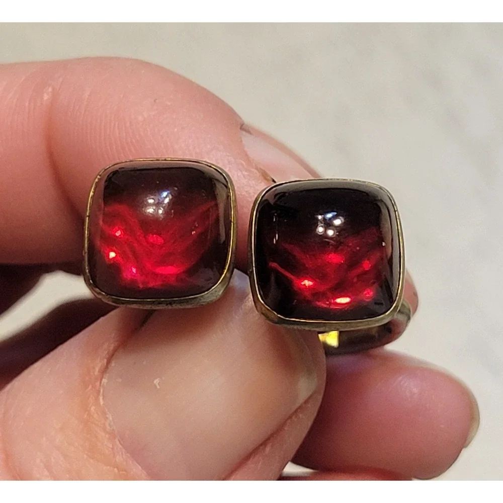 Vintage Hickok Red Glass Cufflinks Men's Accessories Gifts  For‎ Him Pastor Gift